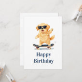 Cute Dog Wearing Sunglasses Riding Skateboard Karte (Vorderseite/Rückseite Beispiel)