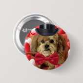 Cute Dog With Hearts Valentin Button (Vorne & Hinten)