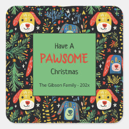 Cute Dogs Christmas Quadratischer Aufkleber