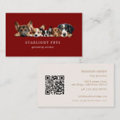 Cute Dogs Grooming Service Business Card Visitenkarte (Vorne/Hinten)