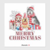 Cute Dogs Merry Christmas Holiday Sticker (Blatt)