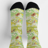 Cute Dogs With Daisy Flowers Seamless Pattern Socken (Oben)