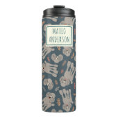 Cute Dogs with Plants Personalized Name Green Thermosbecher (Vorderseite)