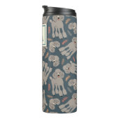 Cute Dogs with Plants Personalized Name Green Thermosbecher (Nach rechts gedreht)