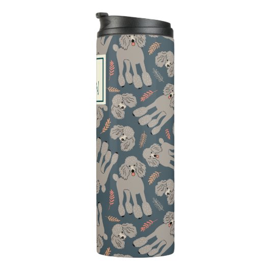 Cute Dogs with Plants Personalized Name Green Thermosbecher (Nach rechts gedreht)