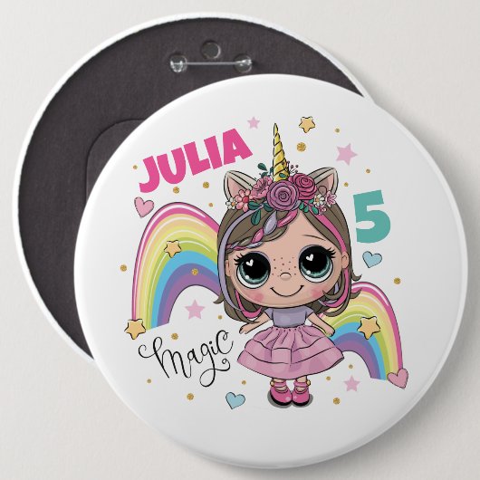 Cute Doll Birthday Pin Button (Vorne & Hinten)