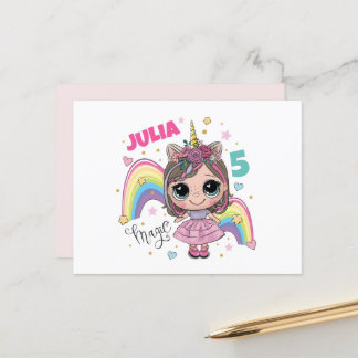 Cute Doll Girl Thank you card Postkarte