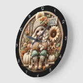 Cute Doll Love Fall Autumn Decor Große Wanduhr (Winkel)