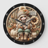 Cute Doll Love Fall Autumn Decor Große Wanduhr (Vorderseite)