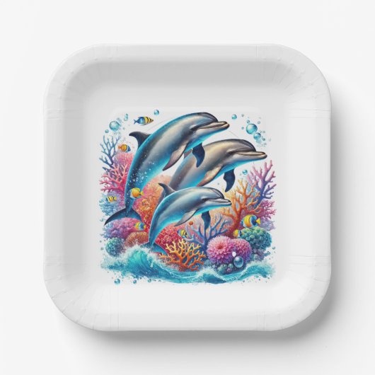 Cute dolphin lovers party pappteller (Vorderseite)