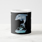 Cute Dolphin Mug – Dive into Joy | Retro Ocean Aes Jumbo-Tasse (Vorderseite)