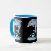 Cute Dolphin Mug – Dive into Joy | Retro Ocean Aes Tasse (Vorderseite Links)