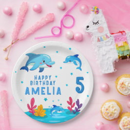 Cute Dolphin Sea Animals Birthday Party Pappteller