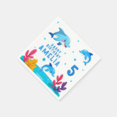 Cute Dolphin Sea Animals Birthday Party Serviette (Ecke)