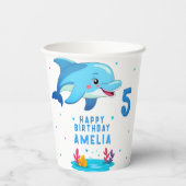 Cute Dolphin Sea Animals Kids Birthday Party Pappbecher (Rückseite)