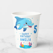 Cute Dolphin Sea Animals Kids Birthday Party Pappbecher (Vorderseite)