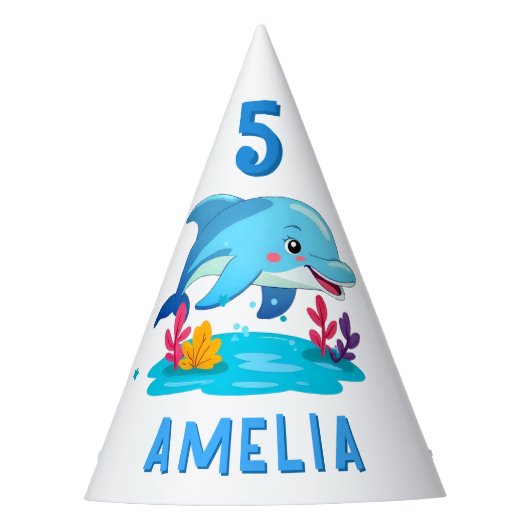 Cute Dolphin Sea Animals Name Birthday Partyhütchen (Vorderseite)