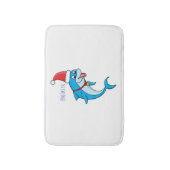 Cute dolphin with Santa hat cartoon Badematte (Vorderseite Vertikal)