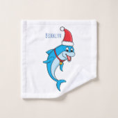 Cute dolphin with Santa hat cartoon Badhandtuch Set (Waschlappen)