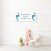 Cute dolphin with Santa hat cartoon Banner (Insitu)