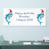 Cute dolphin with Santa hat cartoon Banner (Messe)