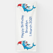 Cute dolphin with Santa hat cartoon Banner (Vertikal)