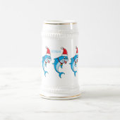 Cute dolphin with Santa hat cartoon Bierglas (Mittel)