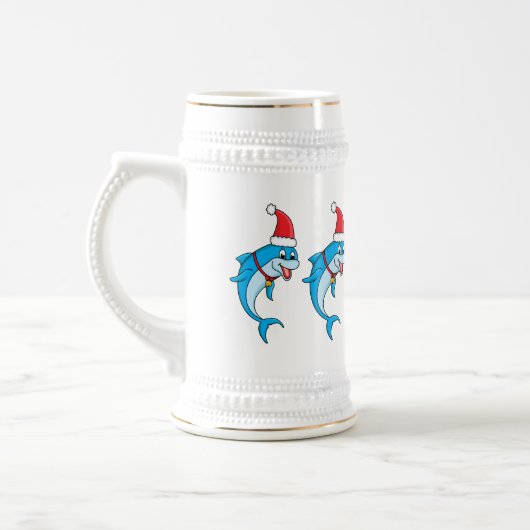 Cute dolphin with Santa hat cartoon Bierglas (Links)