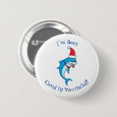 Cute dolphin with Santa hat cartoon Button (Vorne & Hinten)