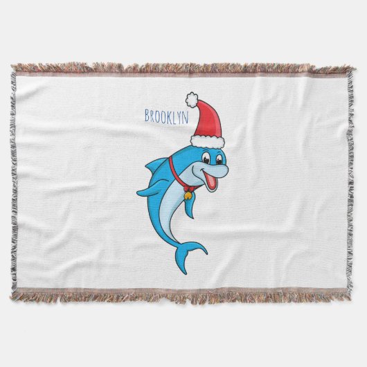 Cute dolphin with Santa hat cartoon Decke (Vorderseite)
