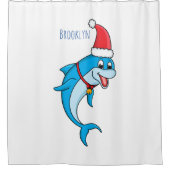 Cute dolphin with Santa hat cartoon Duschvorhang (Vorderseite)