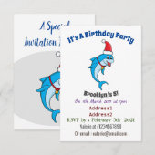 Cute dolphin with Santa hat cartoon Einladung (Vorne/Hinten)