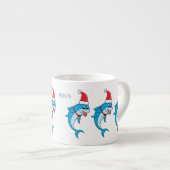 Cute dolphin with Santa hat cartoon Espressotasse (Vorderseite Rechts)