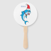 Cute dolphin with Santa hat cartoon Fächer (Rückseite)