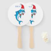 Cute dolphin with Santa hat cartoon Fächer (Vorne und Hinten)