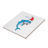Cute dolphin with Santa hat cartoon Fliese (Seite)