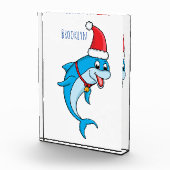 Cute dolphin with Santa hat cartoon Fotoblock (Rechts)