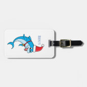Cute dolphin with Santa hat cartoon Gepäckanhänger (Vorderseite horizontal)