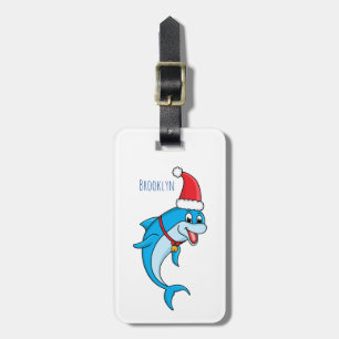 Cute dolphin with Santa hat cartoon Gepäckanhänger