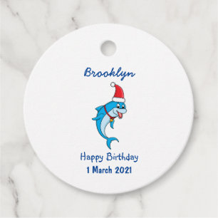 Cute dolphin with Santa hat cartoon Geschenkanhänger
