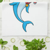 Cute dolphin with Santa hat cartoon Geschirrtuch (Gefaltet)