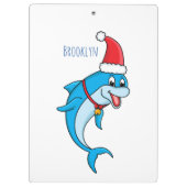 Cute dolphin with Santa hat cartoon Klemmbrett (Rückseite)