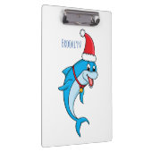 Cute dolphin with Santa hat cartoon Klemmbrett (Rechts)
