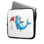 Cute dolphin with Santa hat cartoon Laptopschutzhülle (Vorderseite Links)