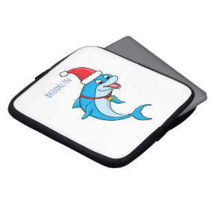 Cute dolphin with Santa hat cartoon Laptopschutzhülle