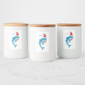Cute dolphin with Santa hat cartoon Lebensmitteletikett (Flaschen)