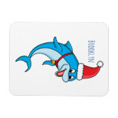 Cute dolphin with Santa hat cartoon Magnet (Horizontal)