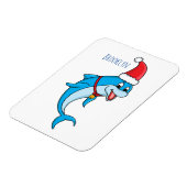Cute dolphin with Santa hat cartoon Magnet (Linke Seite)