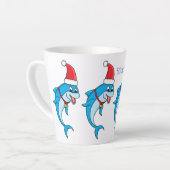 Cute dolphin with Santa hat cartoon Milchtasse (Linke Ecke)