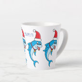 Cute dolphin with Santa hat cartoon Milchtasse (Rechte Ecke)